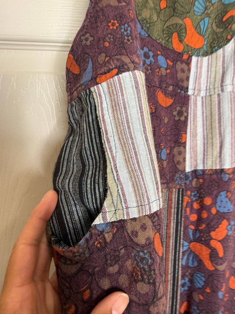Kathmandu Imports Patchwork Jumpsuit Wide Leg One Size Artsy Hippie Cotton Overa - Picture 5 of 14